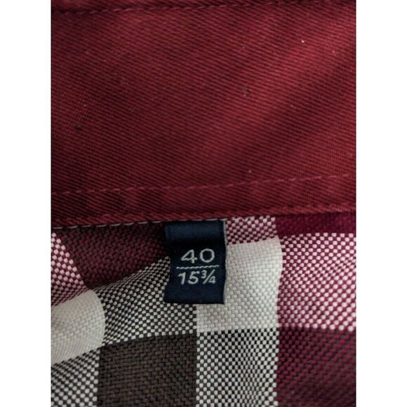 Suitsupply Mens Button Down Shirt 40 Red White Plaid Checked Long Sleeve Cotton - Picture 4 of 4